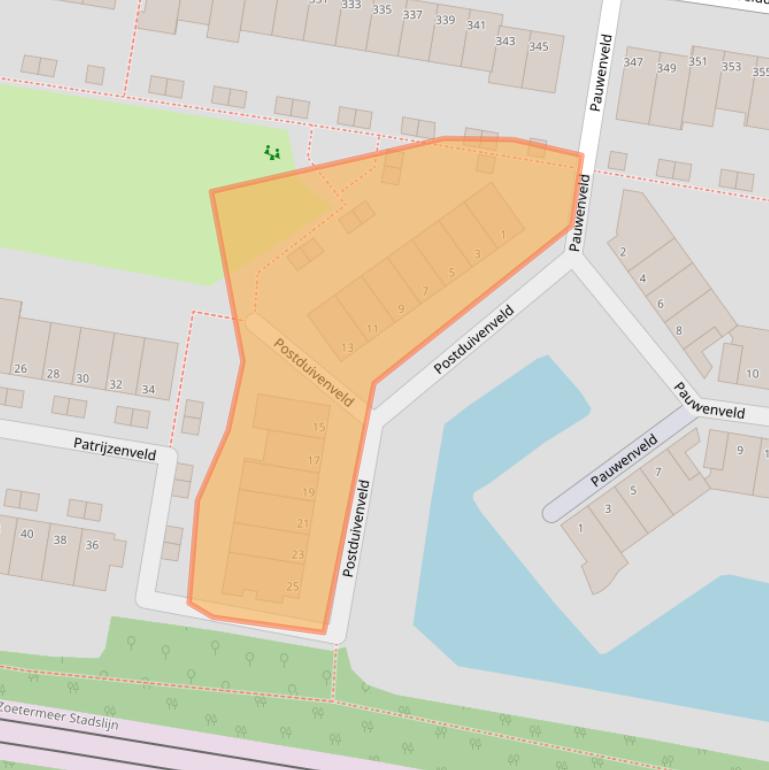 Kaart van postcodegebied 2727DC.