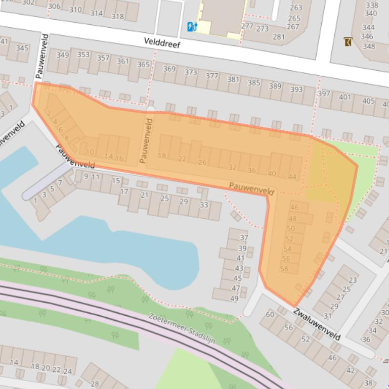 Kaart van postcodegebied 2727DE.