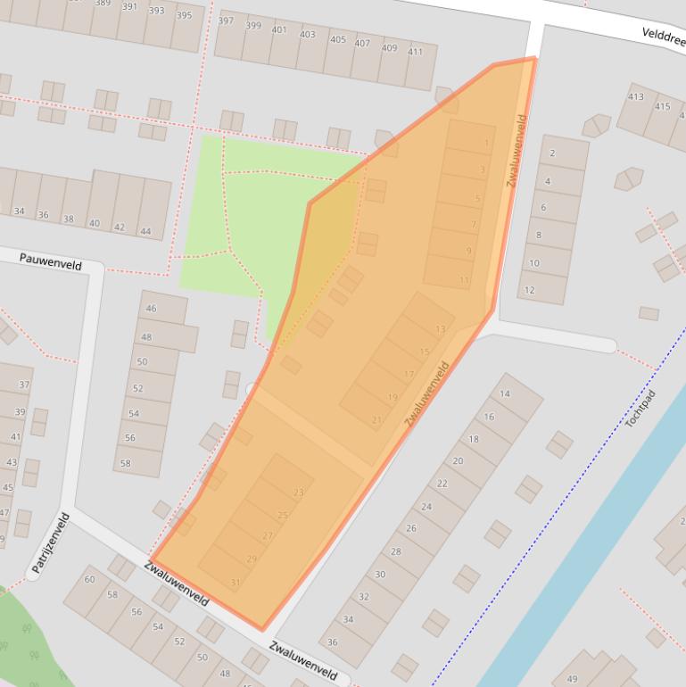 Kaart van postcodegebied 2727DG.