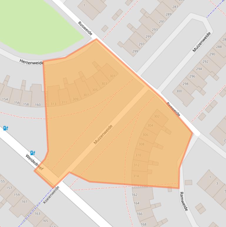 Kaart van postcodegebied 2727EZ.