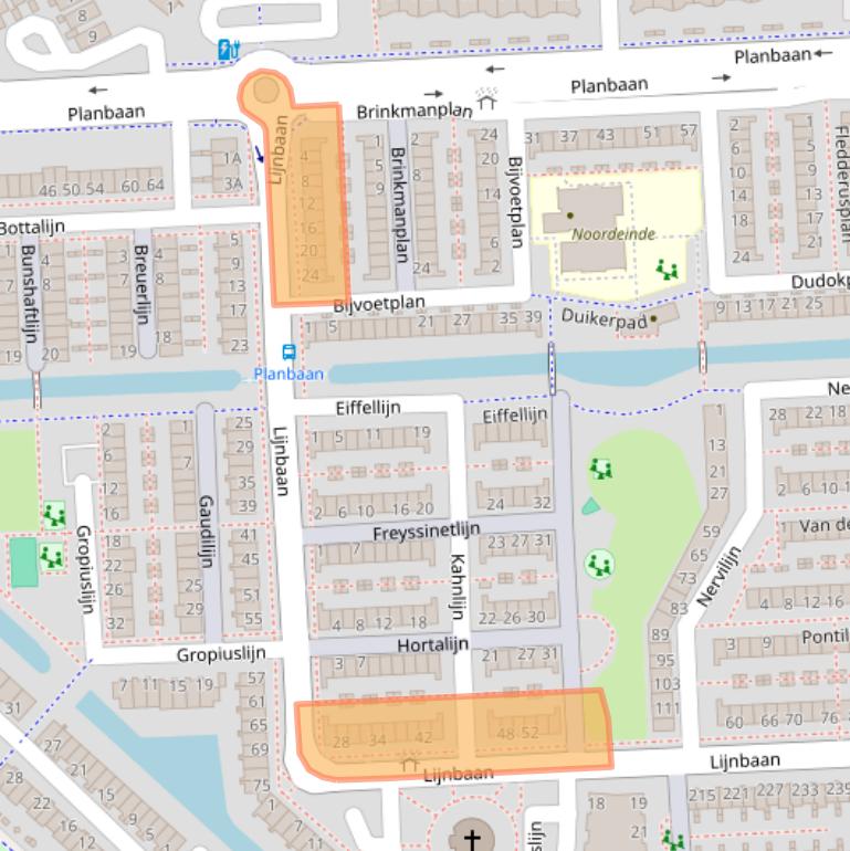 Kaart van postcodegebied 2728AJ.