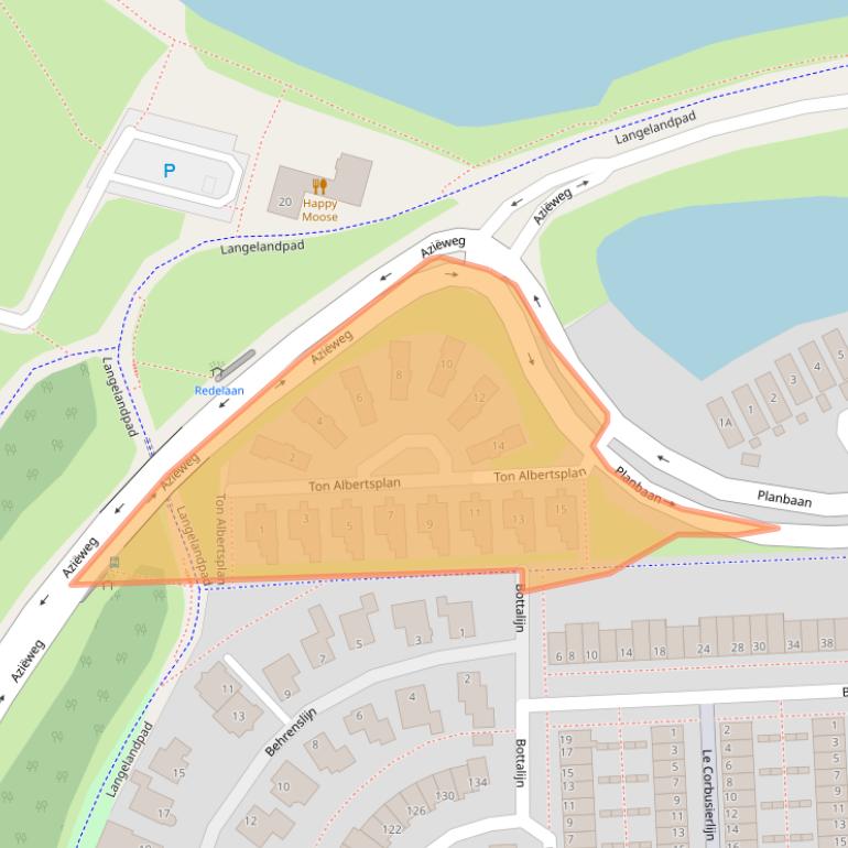 Kaart van postcodegebied 2728AZ.