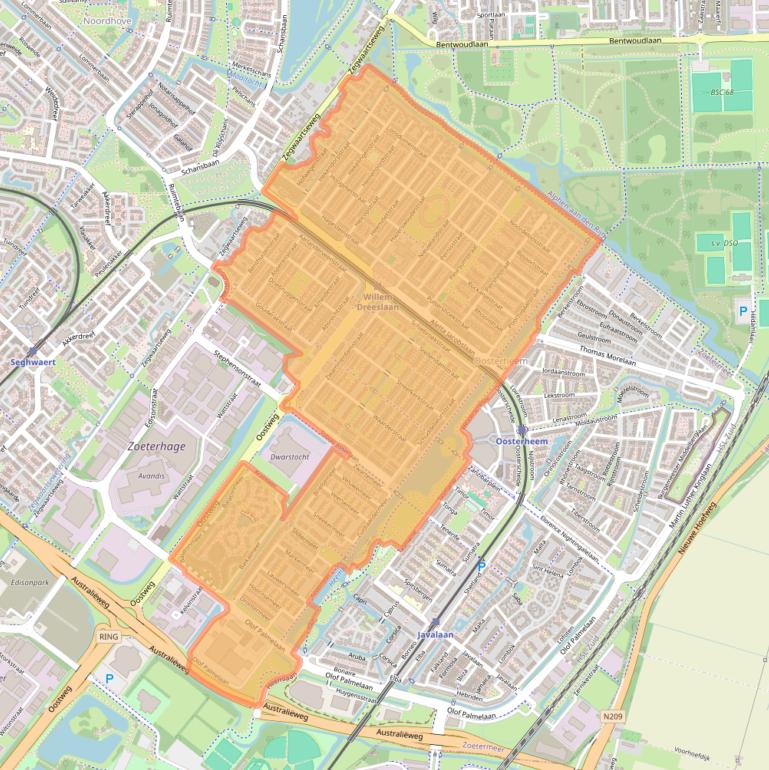 Kaart van postcodegebied 2729.
