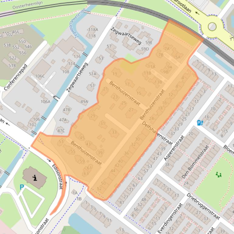 Kaart van postcodegebied 2729AA.