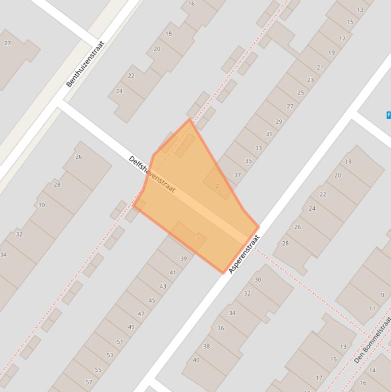 Kaart van postcodegebied 2729AD.