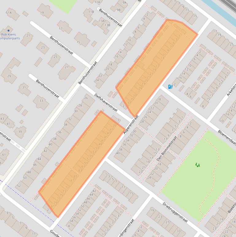 Kaart van postcodegebied 2729AG.