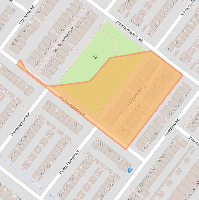 Kaart van postcodegebied 2729AK.