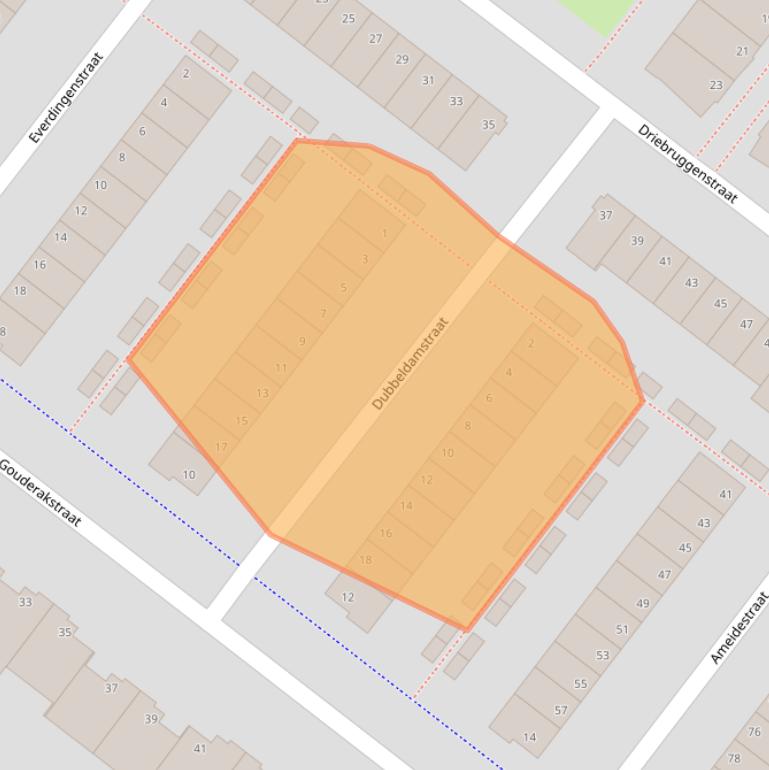 Kaart van postcodegebied 2729AN.