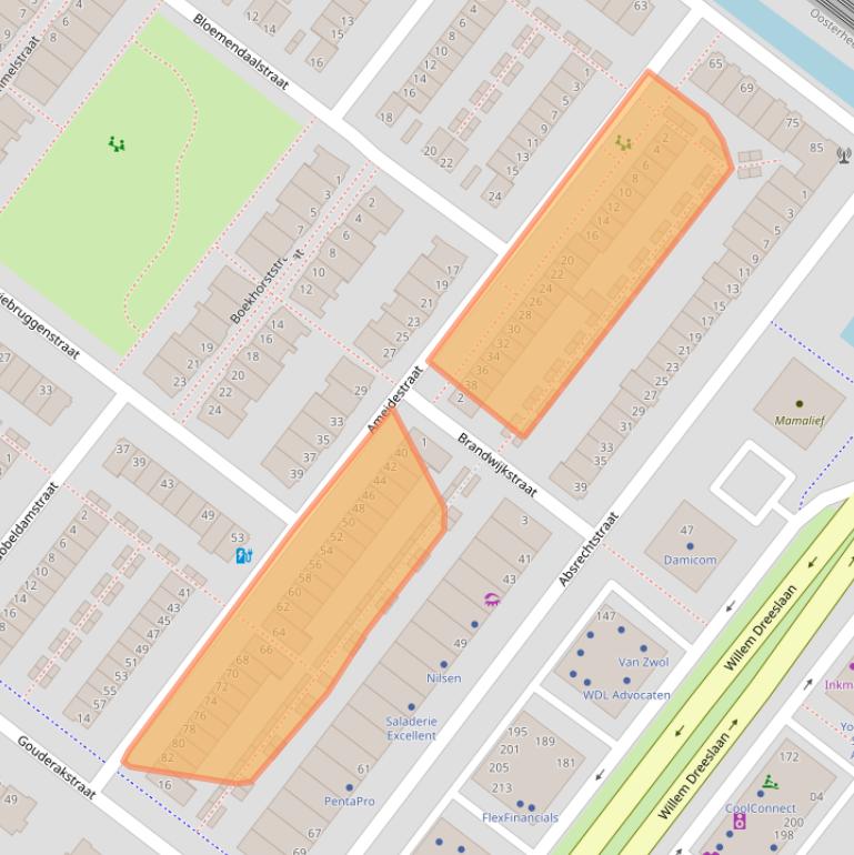 Kaart van postcodegebied 2729AT.