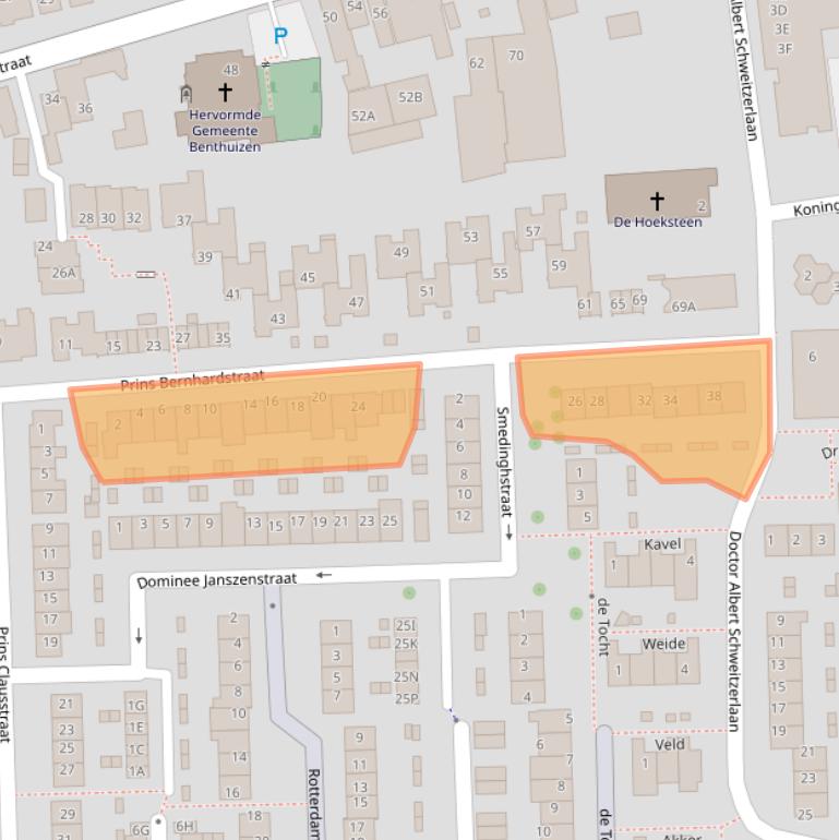 Kaart van postcodegebied 2731BG.