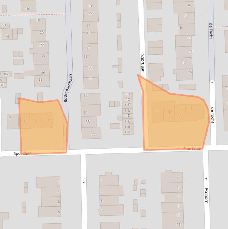 Kaart van postcodegebied 2731CC.