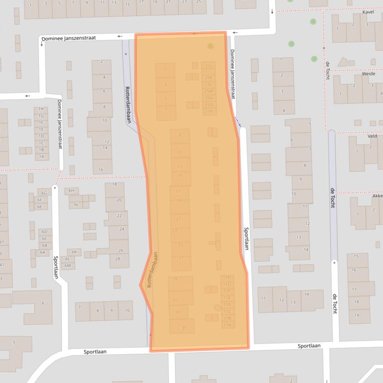 Kaart van postcodegebied 2731CG.