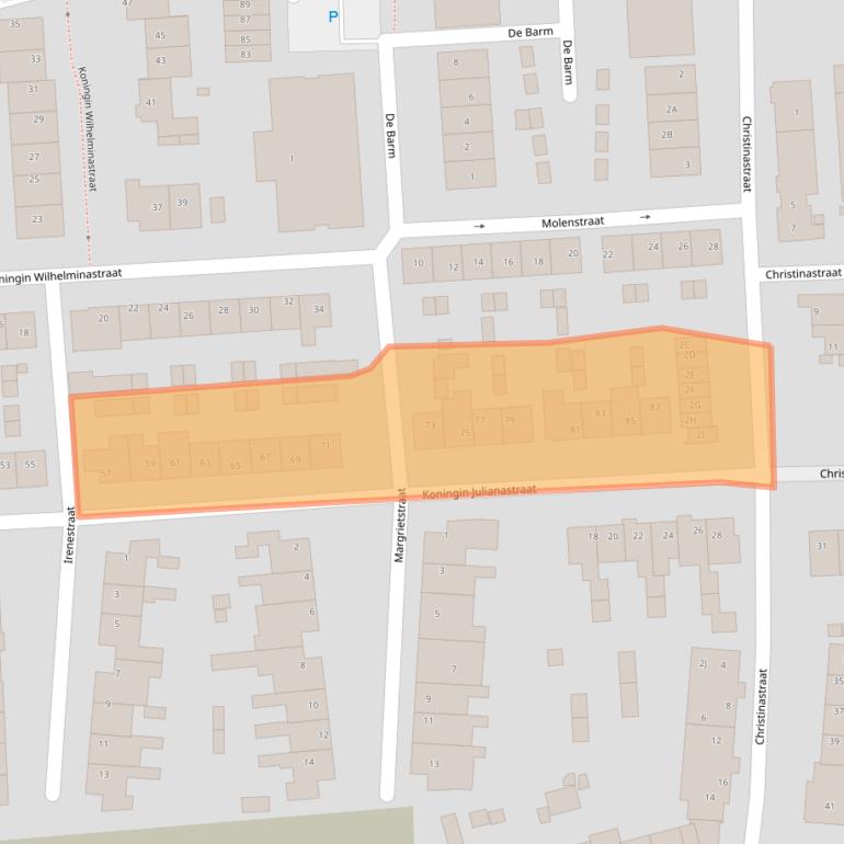 Kaart van postcodegebied 2731EE.