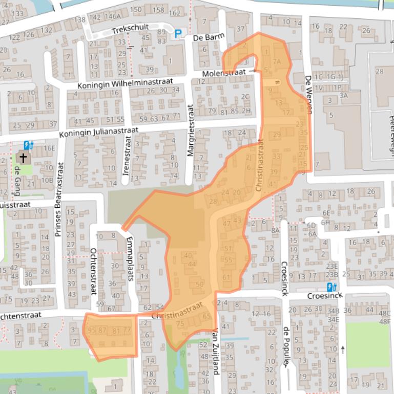 Kaart van postcodegebied 2731EZ.