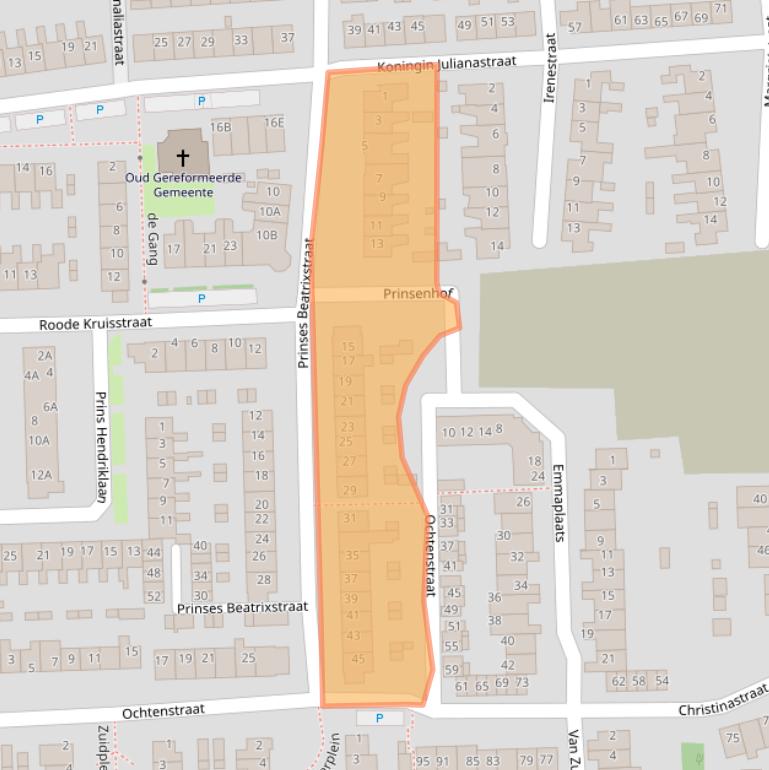 Kaart van postcodegebied 2731GA.