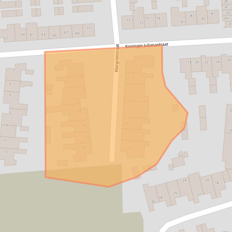 Kaart van postcodegebied 2731GG.