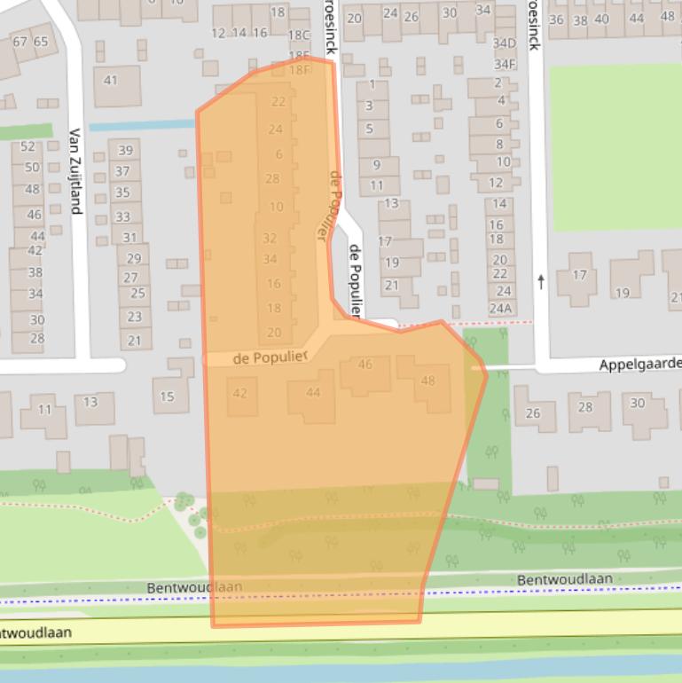 Kaart van postcodegebied 2731HE.