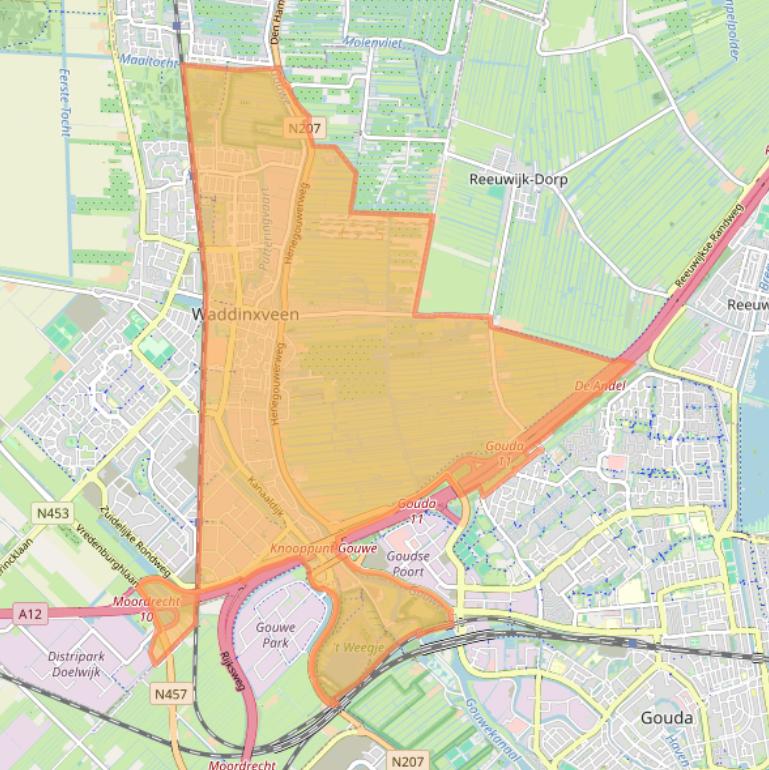 Kaart van postcodegebied 2741.