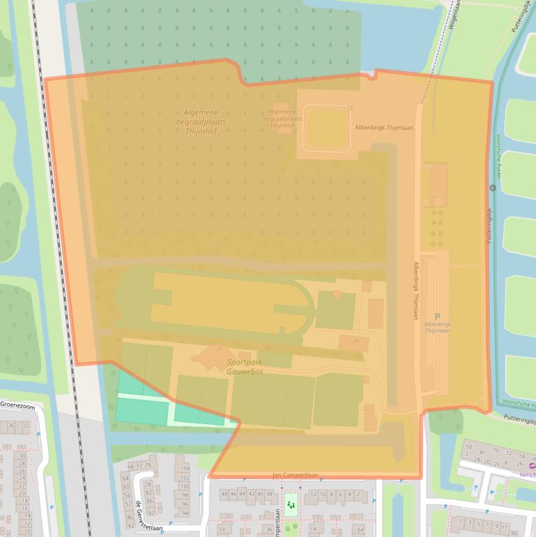 Kaart van postcodegebied 2741AA.