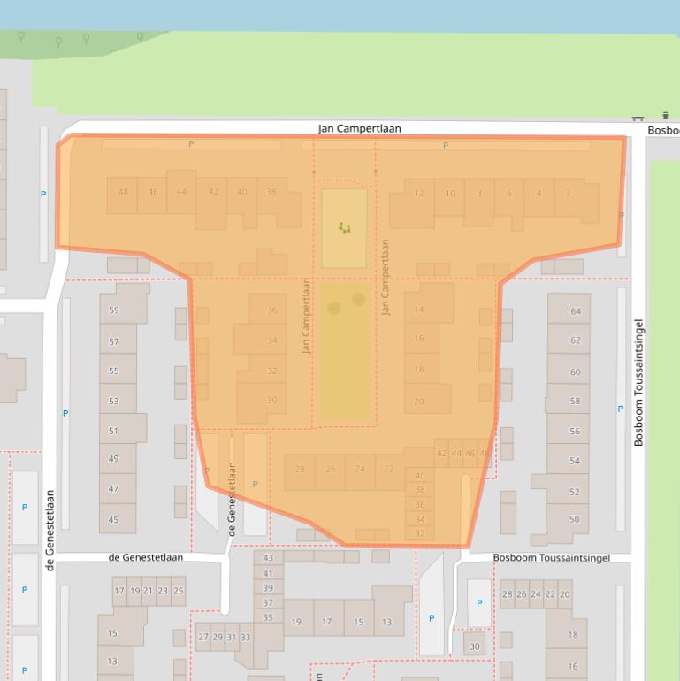 Kaart van postcodegebied 2741AB.