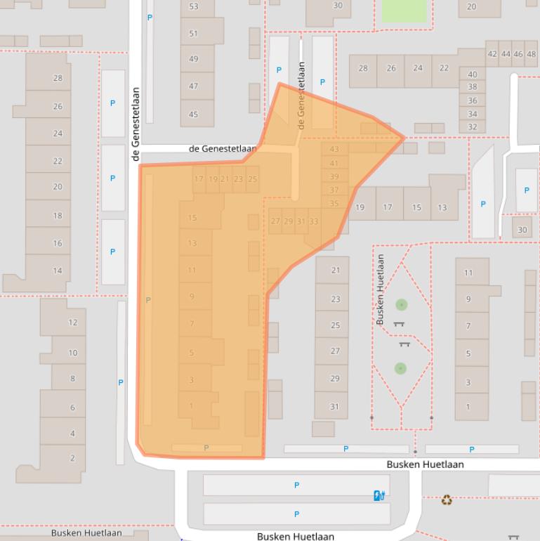 Kaart van postcodegebied 2741AC.