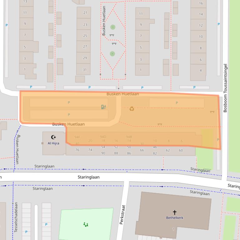 Kaart van postcodegebied 2741AH.