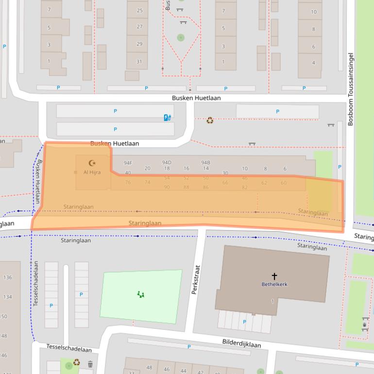 Kaart van postcodegebied 2741AJ.