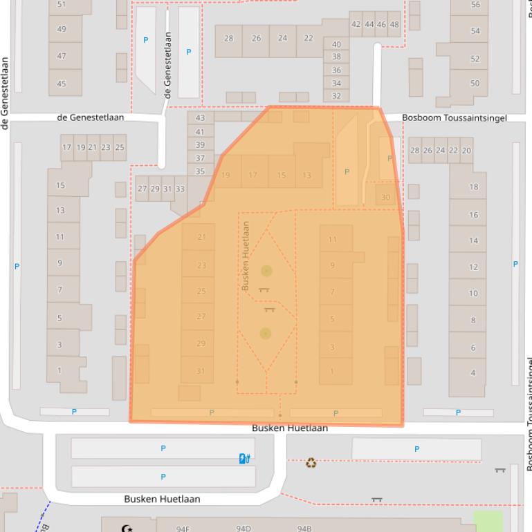 Kaart van postcodegebied 2741AM.