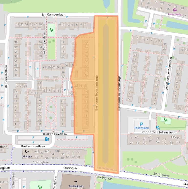 Kaart van postcodegebied 2741AN.
