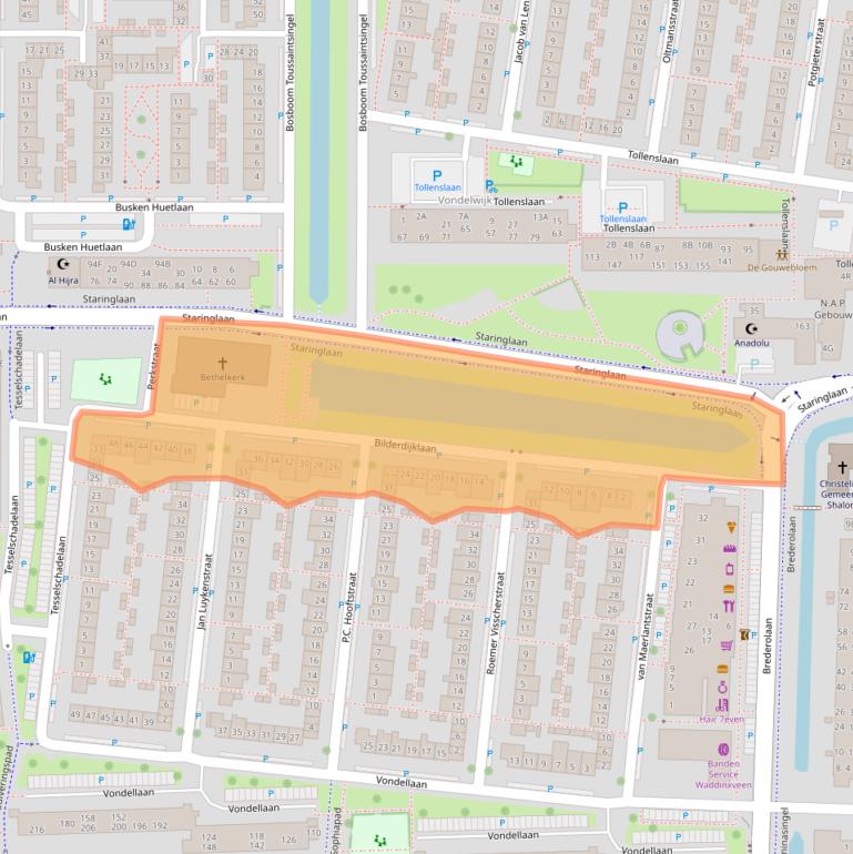 Kaart van postcodegebied 2741AP.