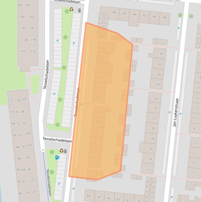 Kaart van postcodegebied 2741AR.