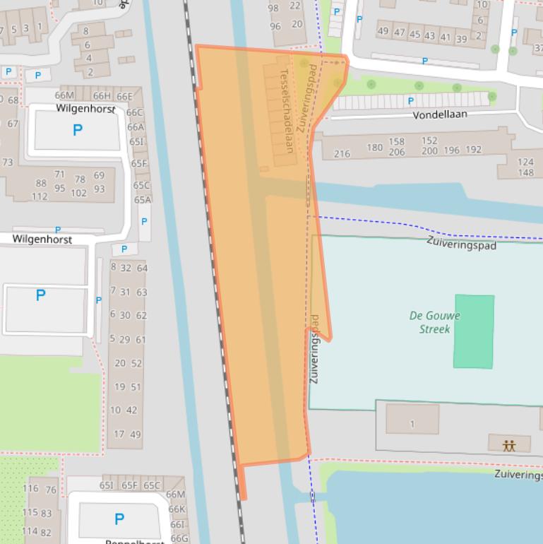 Kaart van postcodegebied 2741AS.