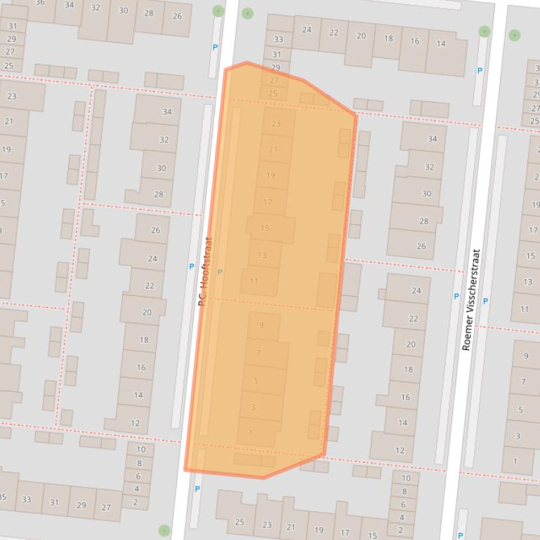 Kaart van postcodegebied 2741BA.