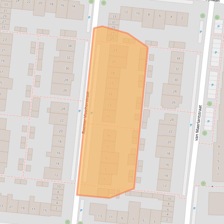 Kaart van postcodegebied 2741BC.