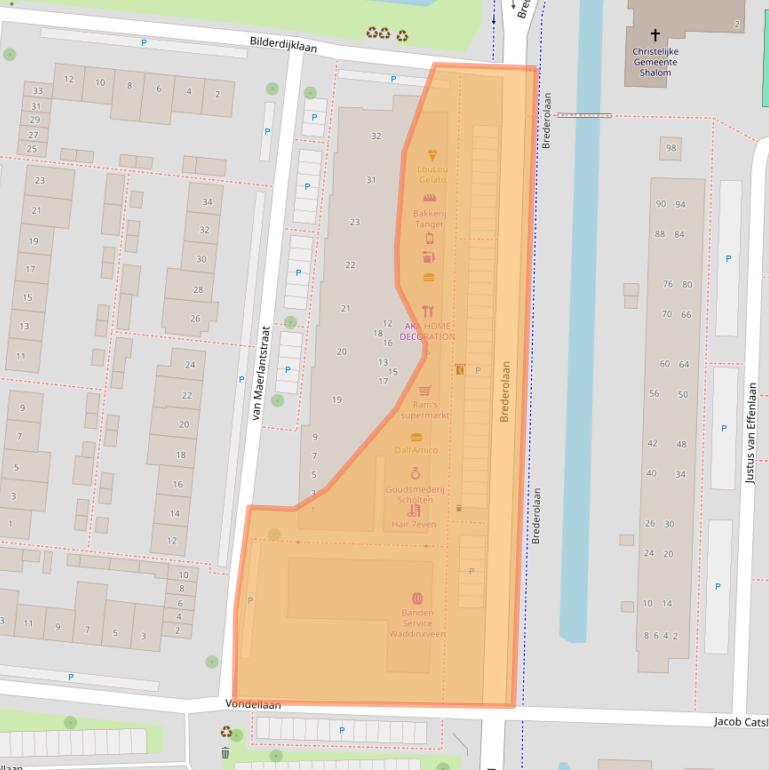 Kaart van postcodegebied 2741BG.