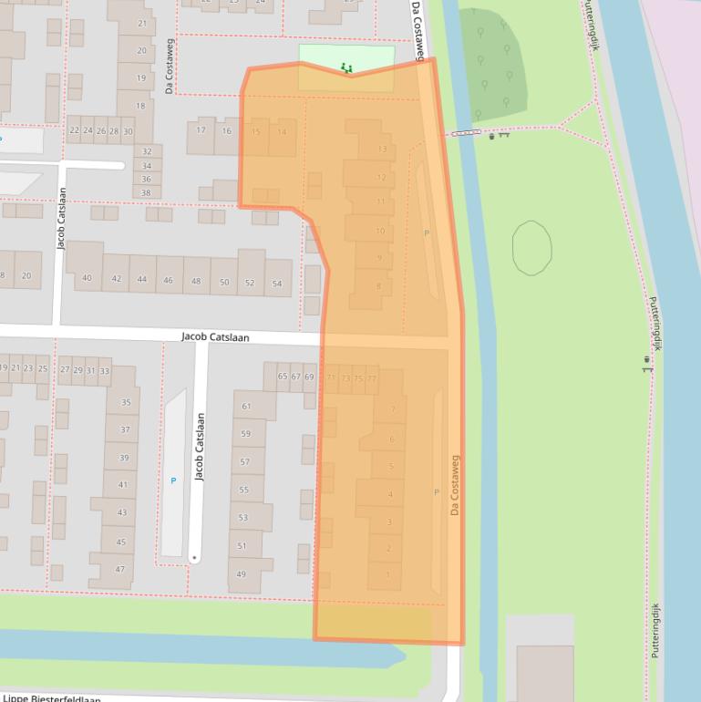 Kaart van postcodegebied 2741BJ.