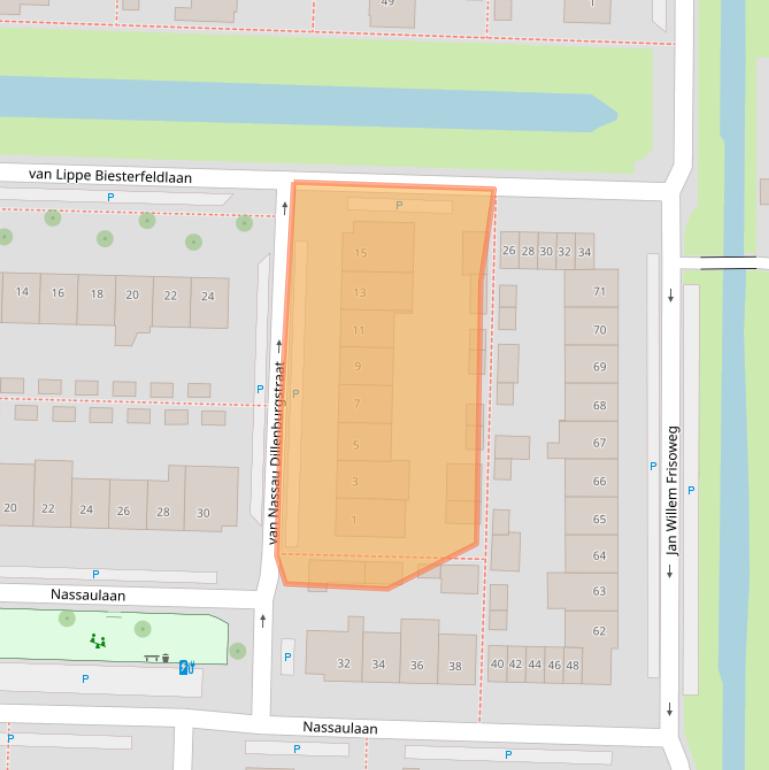 Kaart van postcodegebied 2741BP.