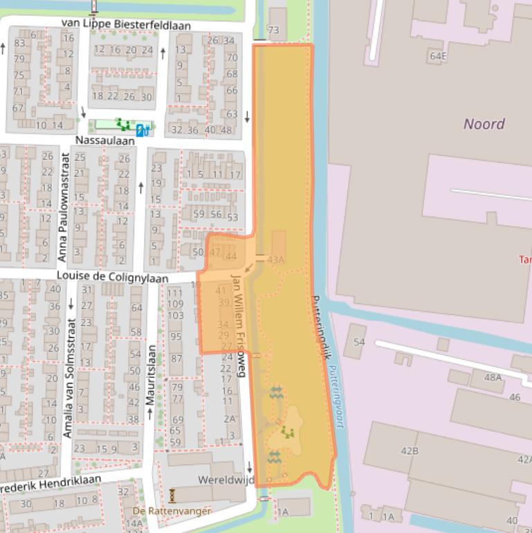 Kaart van postcodegebied 2741BW.