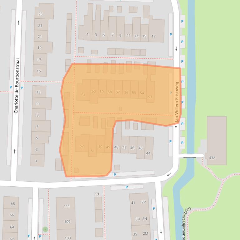 Kaart van postcodegebied 2741BX.