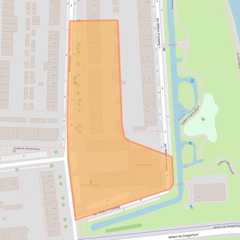 Kaart van postcodegebied 2741CE.