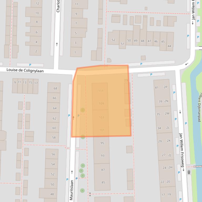 Kaart van postcodegebied 2741CG.