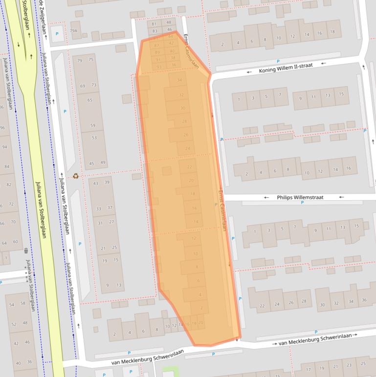 Kaart van postcodegebied 2741CS.