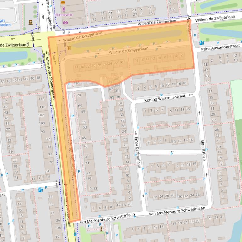Kaart van postcodegebied 2741DC.
