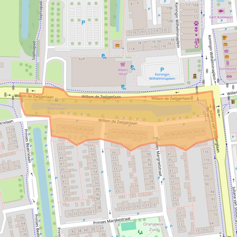 Kaart van postcodegebied 2741DD.
