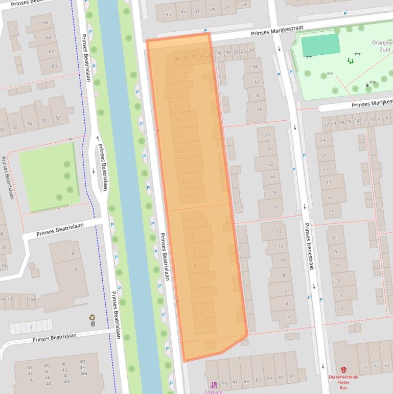 Kaart van postcodegebied 2741DE.
