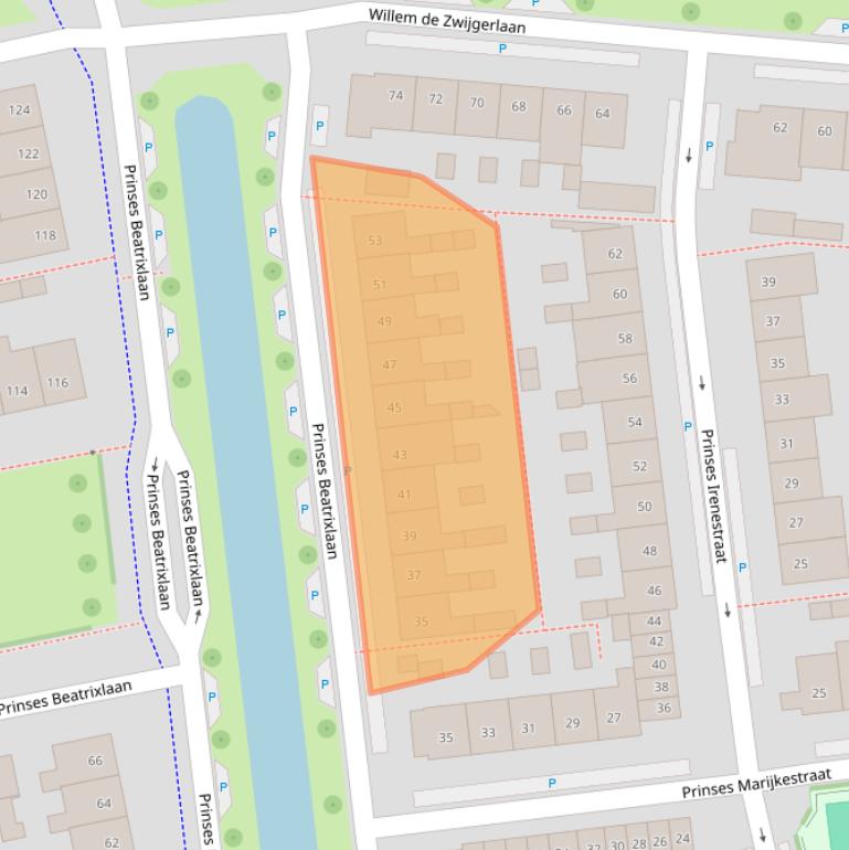 Kaart van postcodegebied 2741DG.