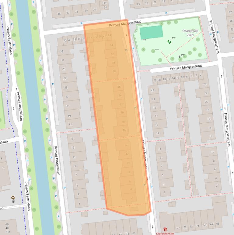 Kaart van postcodegebied 2741DP.