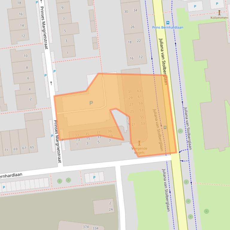 Kaart van postcodegebied 2741DT.