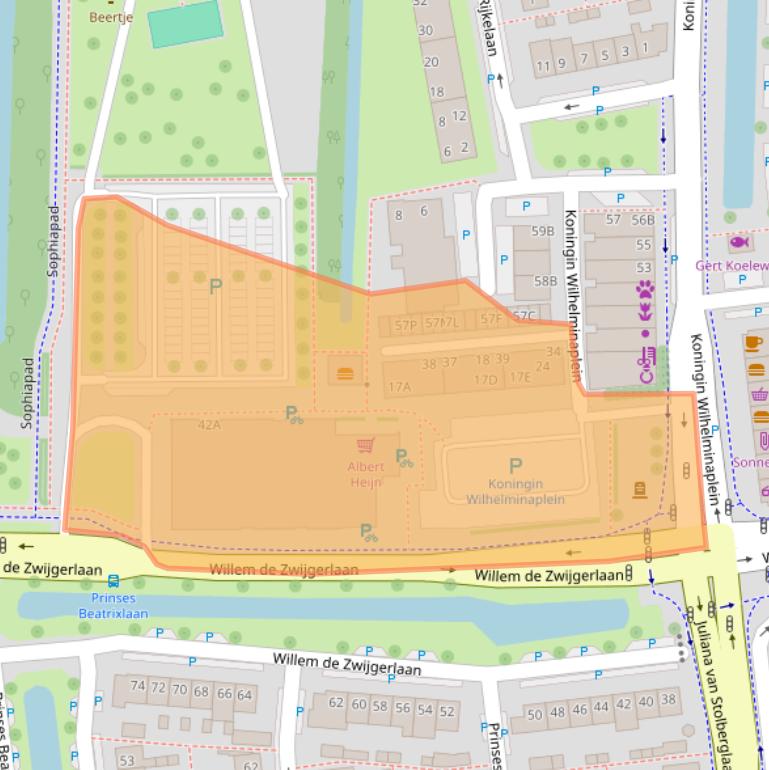 Kaart van postcodegebied 2741EB.