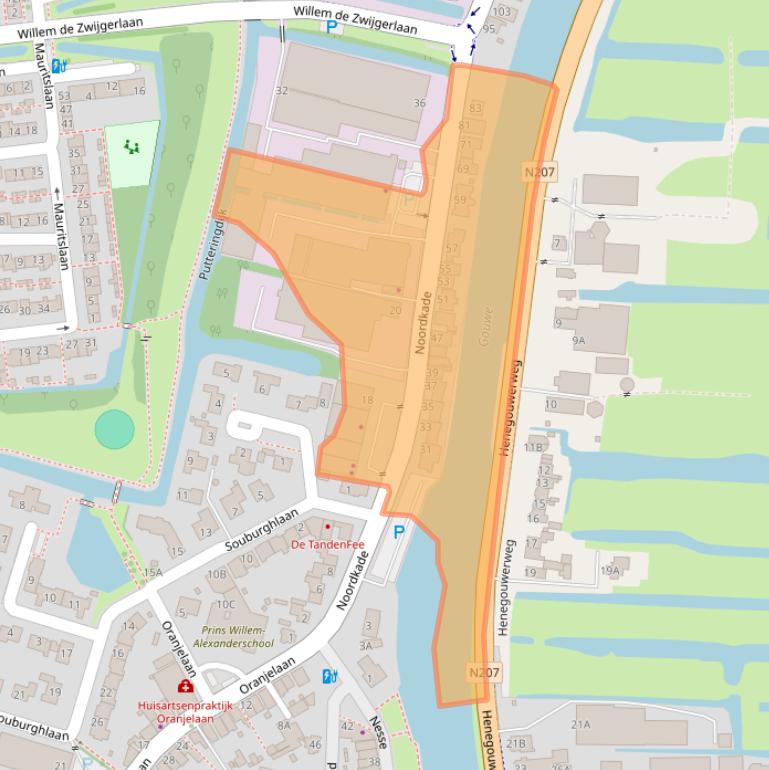 Kaart van postcodegebied 2741EV.